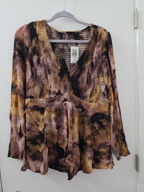 Torrid Tie-Dye Smocked Peplum Top